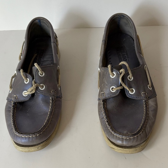 Sebago Blue Metallic Leather Boat Shoes - Picture 1 of 3